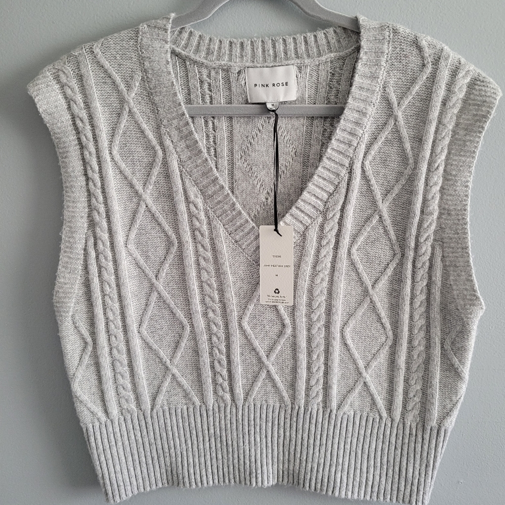 Pink Rose cropped sweater vest
